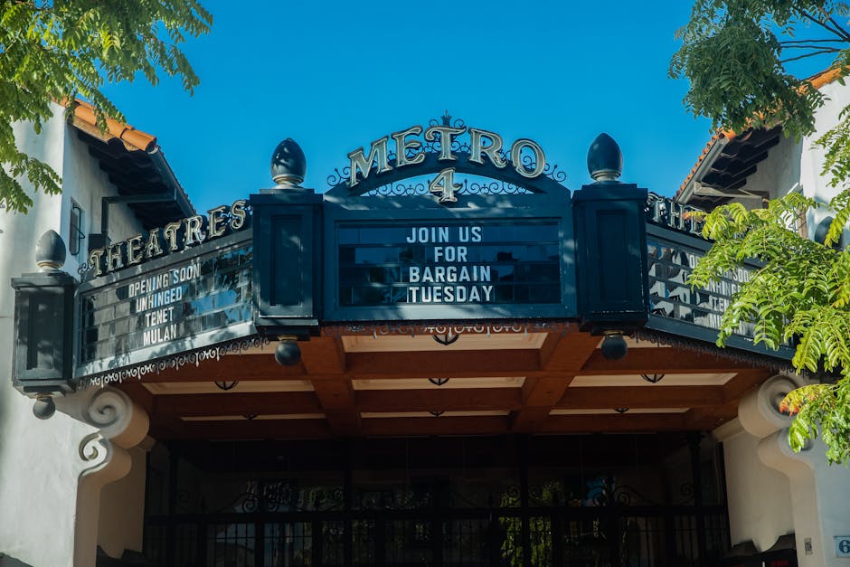 Community theatre marquee showing bargain opportunities